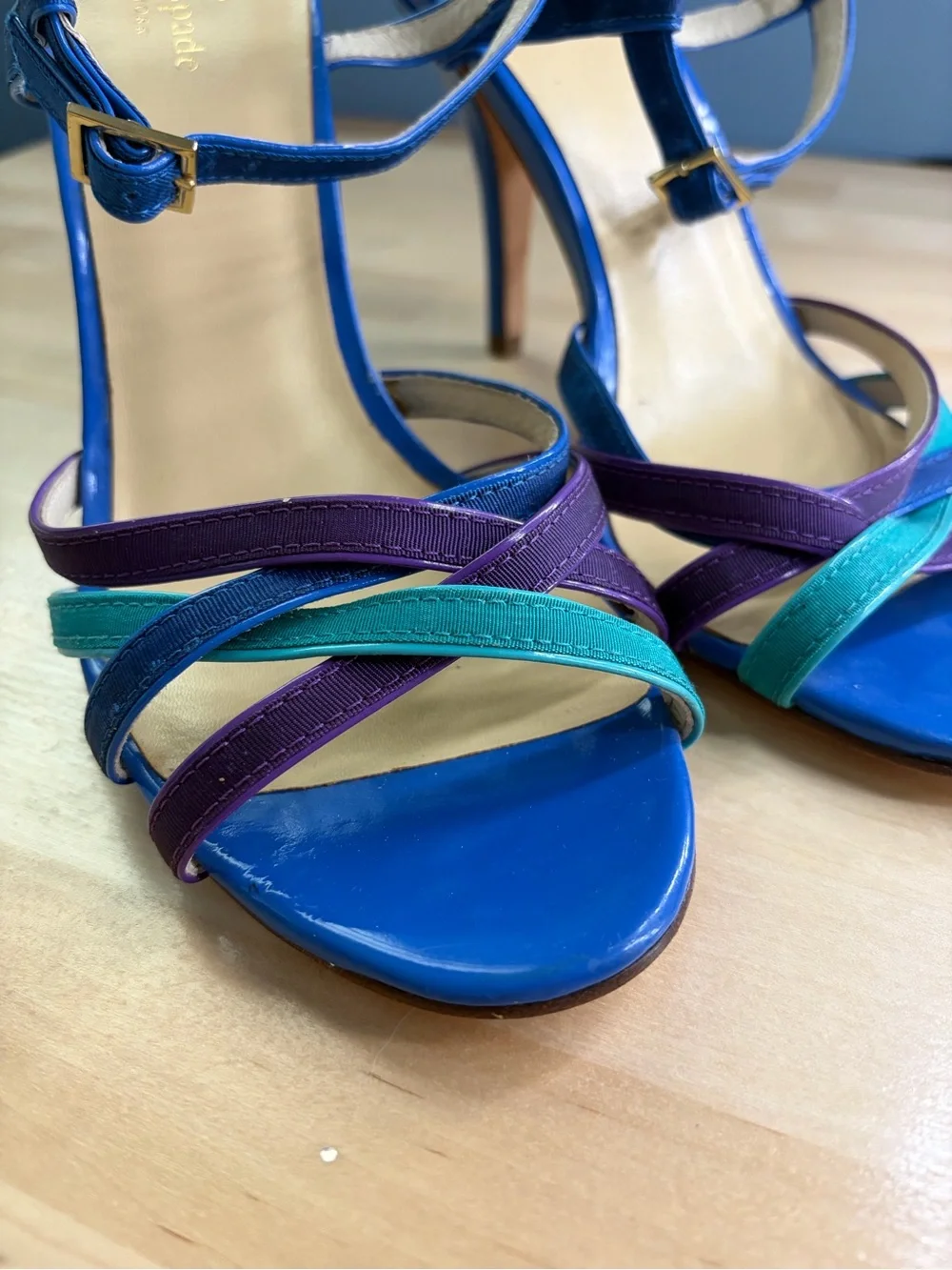 Kate Spade Vero Cuio Blue Strap High Heels Size 10